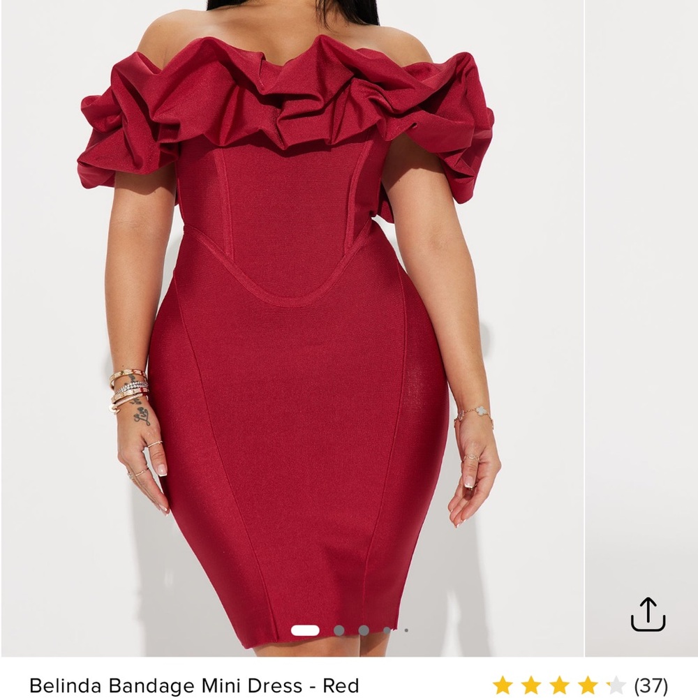 Red Ruffled Off-Shoulder Mini Dress